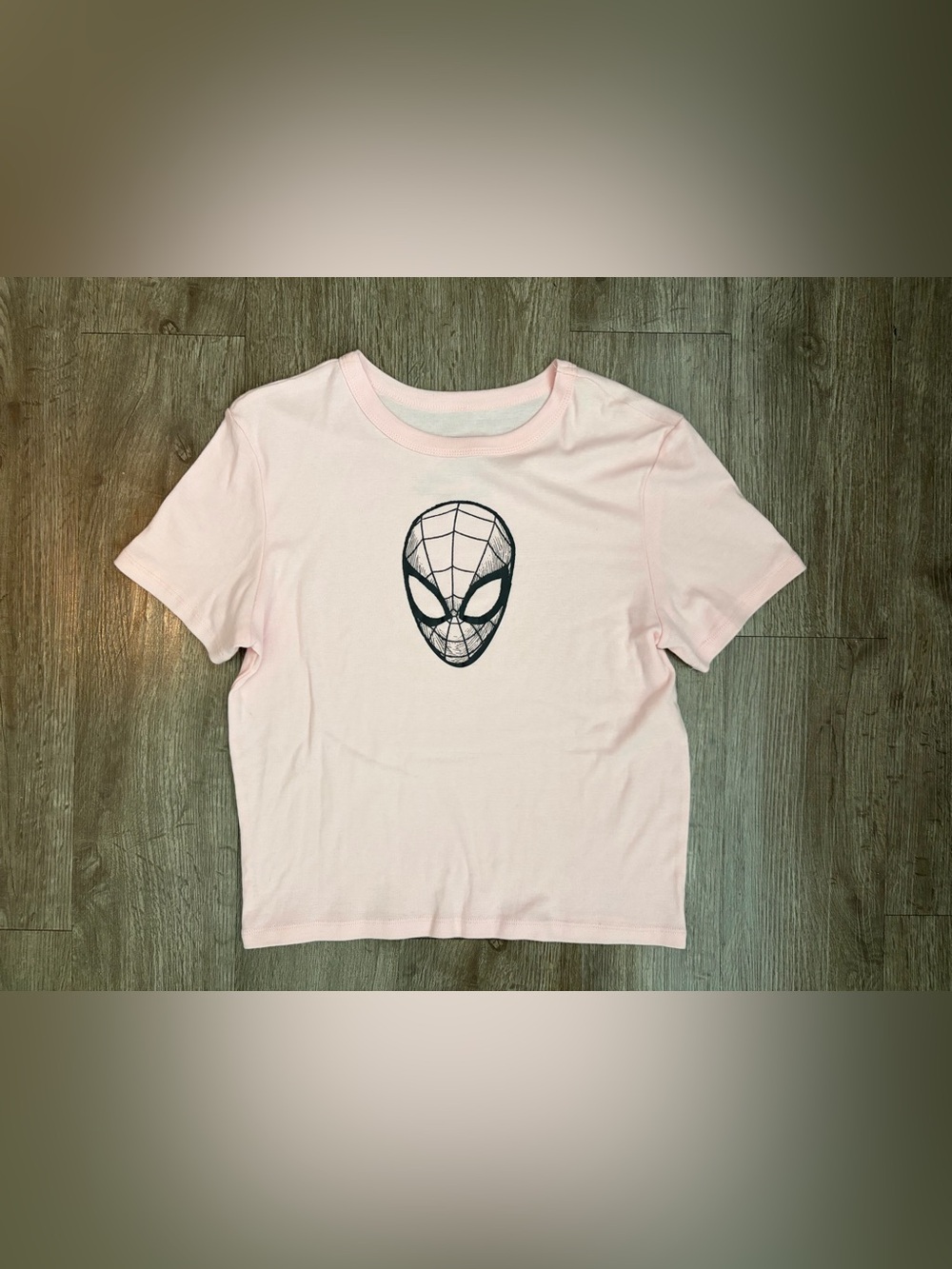 Marvel Spider-Man Graphic Cropped Baby Tee Pink Size XL